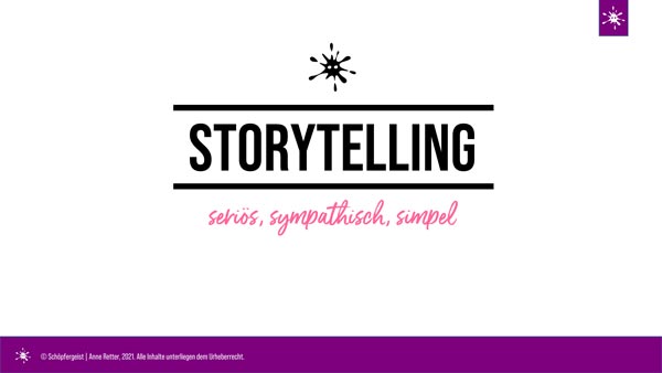 Expertin für Storytelling, Copywriting & Storymarken-Entwicklung Anne Retter führt Dich in die Magie des Storytelling ein, ganz simpel und sympathisch.
