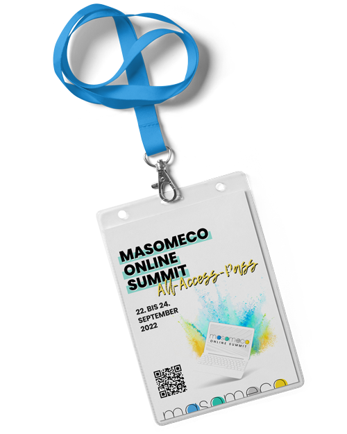 Abbildung des MASOMECO Online Summit All-Access-Pass als Lanyard.